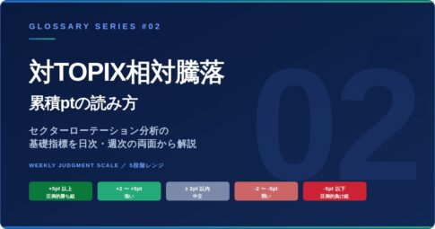 用語集 #02 対TOPIX相対騰落・累積ptの読み方 ─ セクターローテーション分析の基礎指標を日次・週次両面から解説するアイキャッチ画像