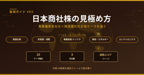 日本商社株の見極め方｜事業投資会社化×株主還元で再評価される18銘柄を比較するアイキャッチ画像