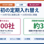 TOPIX初の定期入れ替え 8月31日が基準日で10月7日に結果公表、10月30日に実施 銘柄数では約600社が2028年7月までに外れるが浮動株時価総額でみると約3%