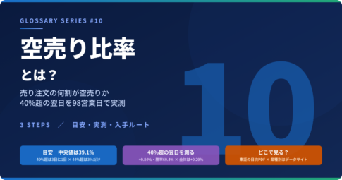 用語集 #10 空売り比率とは 売り注文の何割が空売りか 40%超の翌日を98営業日で実測